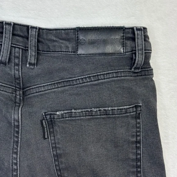 Harley-Davidson Jeans Womens 29 W Faded Black High Rise Straight Leg Motorcycle - Picture 9 of 11